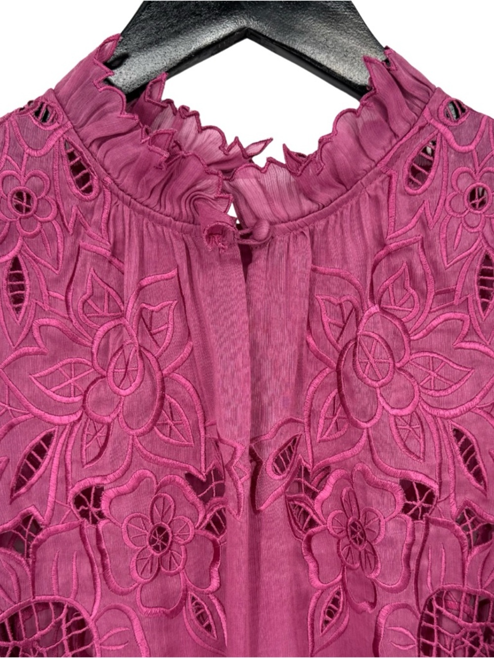 Christy Lynn Gemma Dress Fuchsia Pink Small Linen Silk Embroidered Floral Eyelet - Picture 9 of 16